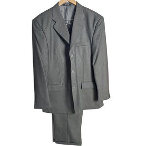 Eddie Domani Mens Gray Two-Piece Suit 3-Button Single Breasted Size L
